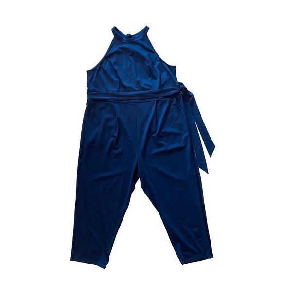 torrid Pants - Torrid Black Jumpsuit Stretch Size 4X Minimalist Career Belt Cross Tie Back NWT